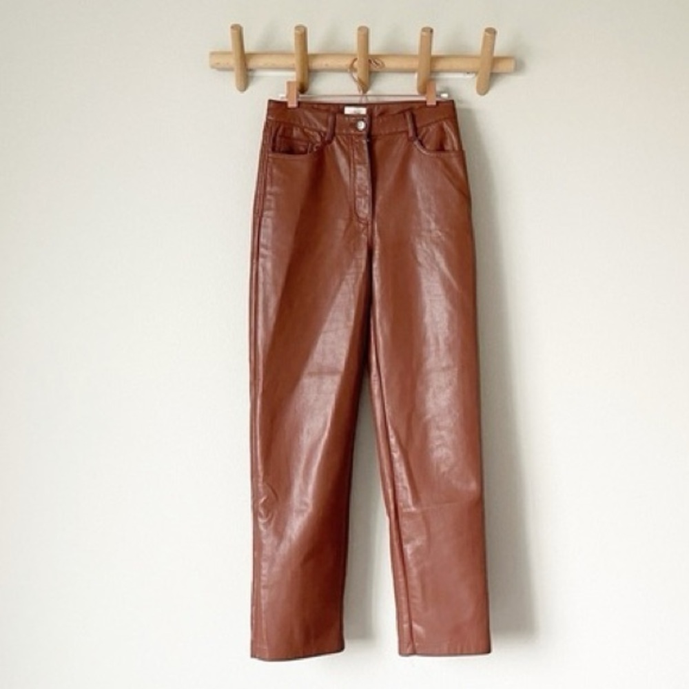 Aritzia Brown Faux Leather Pants size S